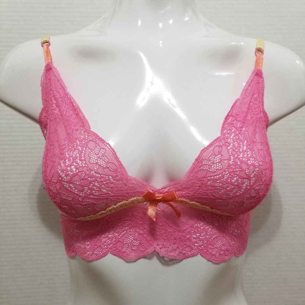 Cosmopolitan bralette Medium unlined floral lace bow swiss polka dot lolita